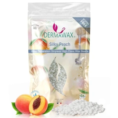 Abbildung von 800 Gramm Dermawax Silky Peach Hypoallergen Waxing Perlen zur Haarentfernung Augenbrauen Gesicht Intim Bikinizone Achseln Damenbart Enthaarung ohne Vliesstreifen Geignet für alle Hauttypen Vegan