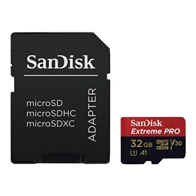 Abbildung von SanDisk Extreme PRO microSDHC UHS I Speicherkarte 32 GB + Adapter &amp; RescuePRO Deluxe (Für Smartphones, Actionkameras oder Drohnen, A1, Class 10, V30, U3, 100 MB/s Übertragung)