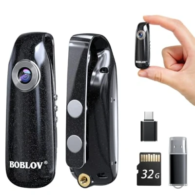 Abbildung von BOBLOV Mini Kamera, 1080P Full HD Dash Cam Camcorder Für Polizei/Motorrad/Fahrrad/Sport (007 mit 32GB TF Karte)