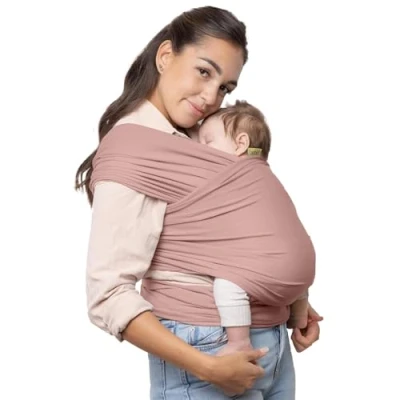 Abbildung von Boba Baby Tragetuch Neugeborene Elastisches Babytragetuch und Stilltuch für Unterwegs Einfach zu binden Babytrage ab Geburt bis 16kg (Serenity Bloom)