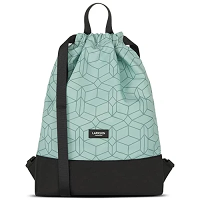 Abbildung von LARKSON Turnbeutel Damen &amp; Herren Mint No 7 Rucksack für Sport und Festival Beutel Klein mit Innentasche Außentasche Schnellzugriff