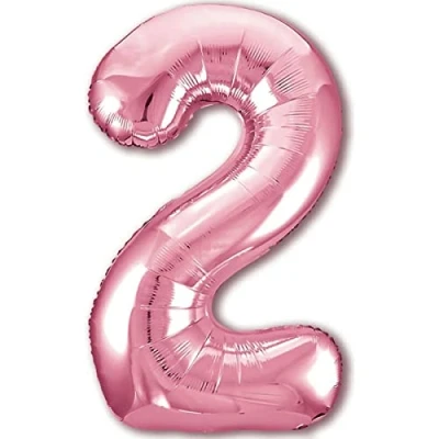 Abbildung von Luftballon 2. Geburtstag Zahl 2 Rosa XXL Riesen Folienballon 100cm Geburtstagsdeko Mädchen Ballon Deko zum Geburtstag. Fliegt mit Helium.