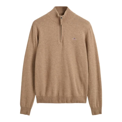 Abbildung von GANT Superfine Halfzip Strickpullover, Herren, Größe: 3XL, Dk sand melange