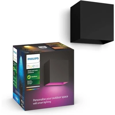 Abbildung von Philips Hue White and Color Ambiance Außenwandleuchte Resonate, dimmbar, 16 Mio. Farben, steuerbar via App, kompatibel mit Amazon Alexa (Echo, Echo Dot)