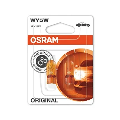 Abbildung von Osram Original WY5W Halogen Signallampe, Blinklicht, 2827Na 02B, Ambra, Gelb, 12 V PKW, Doppelblister (2 Lampen)
