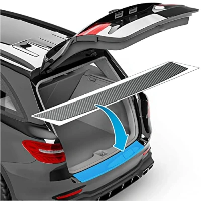 Abbildung von uProtect Auto Ladekantenschutz Folie für Ford Mustang Mach E I 2021 2024 Stoßstangenschutz, Kratzschutz, Lackschutzfolie Carbon Optik Selbstklebend