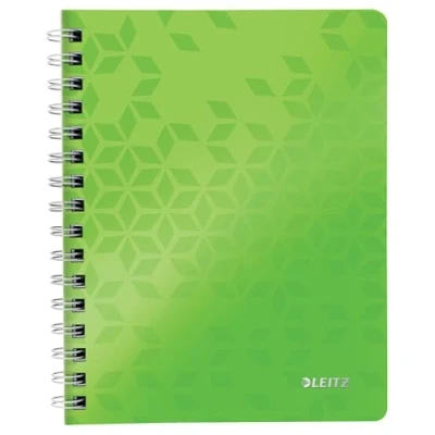 Abbildung von Leitz Collegeblock in A5 Format mit 80 Blatt, Kariert, Elfenbeinfarbiges Papier (90 g/m2), Spiralbindung, Grün, WOW, 46410054