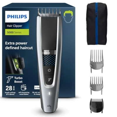Abbildung von Philips HC5630/15 Haarschneider Series 5000 mit 28 Längeneinstellungen, 3 Kammaufsätzen und Turbo Modus