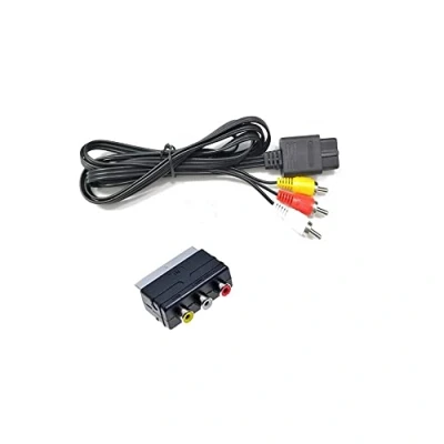 Abbildung von WICAREYO AV Kabel mit 3RCA auf Scart Adapter für N64 NGC SNES, 6 Fuß/1.8m TV Composite Audio Video 3Cinch Gamecube SNES
