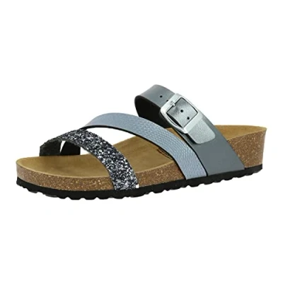 Abbildung von Lico NATURAL GLITTER Damen Pantoletten, Anthrazit, 40 EU