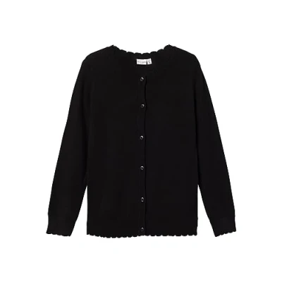 Abbildung von NAME IT Mädchen NKFVAMONE LS Knit Card K NOOS Strickjacke, Black, 116
