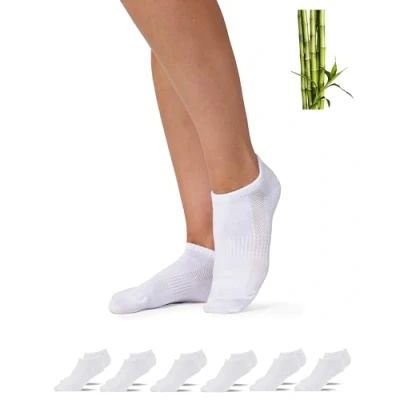 Abbildung von Snocks Premium Bambus Sneaker Socken Herren und Damen 6 Paar Weiche Atmungsaktive Knöchelsocken gegen Schweißfüße Ideal für Sport Alltag Gr.43 46 Farbe Weiß