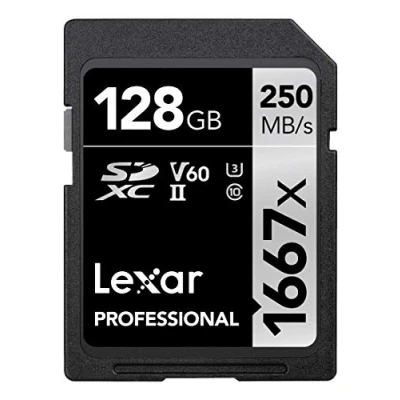 Abbildung von Lexar Professional 1667x SD Karte 128GB, Speicherkarte SDXC UHS II, Bis zu 250 MB/s Lesen, Class 10, U3, V60, für Professionelle Fotografen, Videofilmer, Enthusiasten (LSD128CB1667)