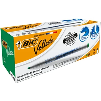 Abbildung von BIC Velleda Whiteboard Marker, 24er Pack, in Grün, mit Rundspitze, feine Strichstärke, geruchsarm, kompakter Größe