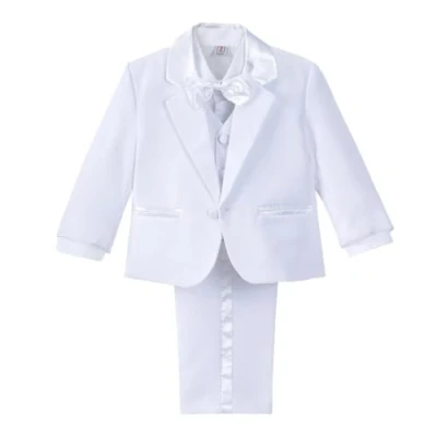 Abbildung von Lito Angels Baby Anzug Jungen Hochzeit, 5 Teiliges Set (Sakko, Weste, Hemd, Hose &amp; Krawatte), Weiss, Größe 12 Monate 80 (Tag Nummer 12M)