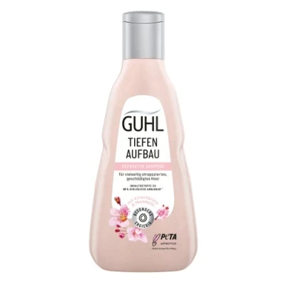 Abbildung von Guhl Tiefen Aufbau Shampoo Inhalt: 250 ml Reparatur für geschädigtes Haar Haartyp: vielseitig strapaziert, geschädigt Regeneriert die Haarfaser Dermatologisch bestätigt