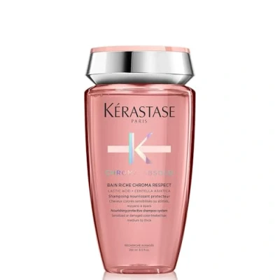 Abbildung von Kérastase Shampoo für strapaziertes oder geschädigtes und coloriertes Haar, Pflegendes Haarbad, Bain Riche Chroma Respect, Absolu, 250 ml
