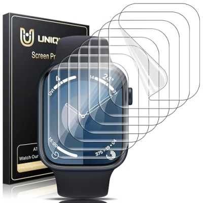 Abbildung von UniqueMe für Apple Watch Series 9/8/7 41 mm Schutzfolie 8 Stück, Flexible TPU, iwatch Displayschutz, Blasenfreie, Weich HD Klar Displayfolie, Volle Abdeckung, Anti Staub