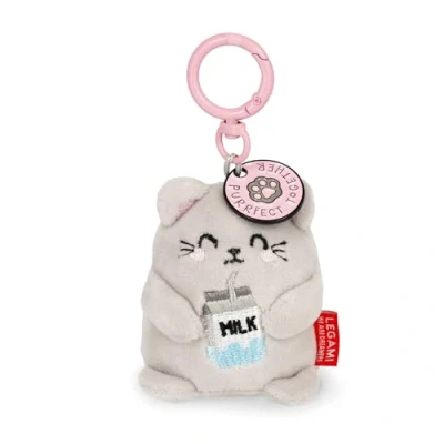Abbildung von Legami Schlüsselanhänger Super Soft! Kitty Motiv, Plüsch Schlüsselanhänger, Anhänger mit eingravierter Botschaft und Karabinerhaken aus Zink, 7x11 cm