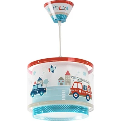Abbildung von DALBER Kinderleuchte Pendelleuchte POLIZEI Deckenleuchte Kinderzimmer Kinderlampe, Blau, 26.5 x 21 cm