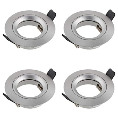 Abbildung von SEBSON Einbaustrahler rund Alu gebürstet 4er Pack, Einbaurahmen Lochdurchmesser 65mm, Decken Spot inkl. GU10 Fassung für LED/Halogen