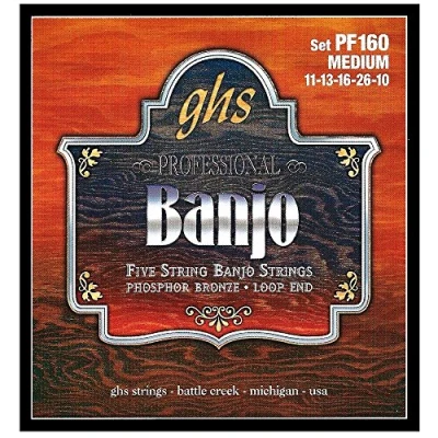 Abbildung von GHS Professional PF160 Banjo String Set, 5 String, Loop End, Phosphor Bronze, Medium, .010 .022