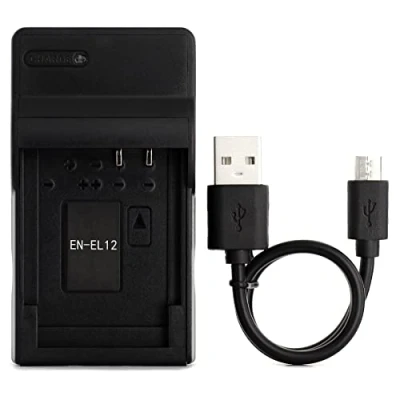 Abbildung von EN EL12 USB Ladegerät für Nikon Coolpix AW130, AW100, AW120, AW110, S6200, S6300, S8100, S8200, S9100, S9300, S9500, S9900 Kamera und Mehr