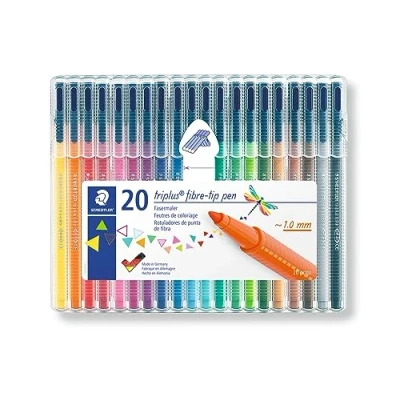 Abbildung von STAEDTLER Filzstifte triplus color, dreikant, stabile, eindrucksichere Spitze, Linienbreite ca. 1 mm, kindgerecht, hohe Qualität Made in Germany, Set mit 20 brillanten Farben, 323 SB20, Sortiert