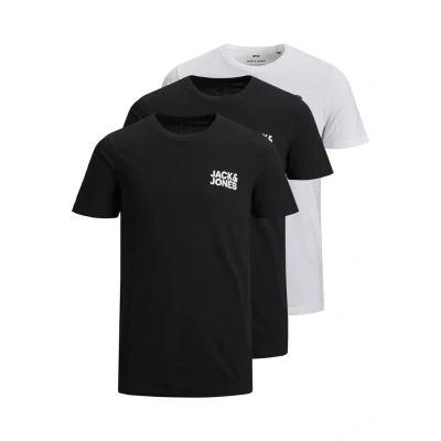 Abbildung von Jack &amp; Jones Jjecorp LOGO TEE CREW NECK 3 PACK Tshirt print, Herren, Größe: Large, White