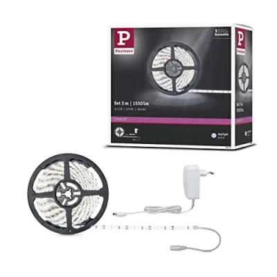 Abbildung von Paulmann 78975 LED Stripe SimpLED Komplettset 5 m 17W Lichtstreifen 6.500 K Tageslichtweiß Lichtband beschichtet