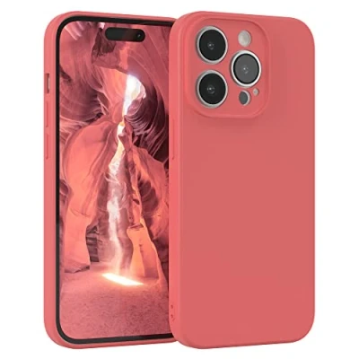 Abbildung von EAZY Case Silikonhülle für iPhone 14 Pro Hülle Silikon Rot weich stoßfeste Handyhülle Schutzhülle mit Kameraschutz Dünn Premium Schutz Cover TPU Phone Bumper in Hellrot