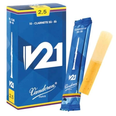 Abbildung von Vandoren CR8025 Blätter für B Klarinette, Serie V21, Stärke 2,5, 10 Stück, Blau