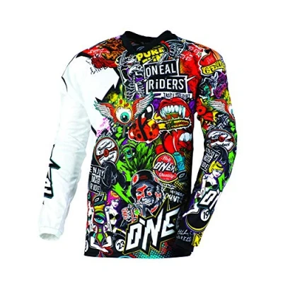 Abbildung von O&#039;NEAL Motocross Langarm Shirt MX Enduro Motorrad Schnell trocknendes und leichtes Performance Material, kragenloses Design Mayhem Jersey Crank Erwachsene Schwarz Multi Größe XXL