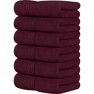 Abbildung von Utopia Towels Burgunderrote Handtücher, 100 % gekämmte, ringgesponnene Baumwolle, ultraweich und sehr saugfähig, 600 g/m², extra große, dicke Hotel Spa Qualität (6 Stück)