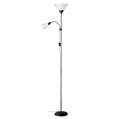 Abbildung von BRILLIANT Lampe Spari Deckenfluter Lesearm silber/weiß 1x A60, E27, 60W, geeignet für Normallampen (nicht enthalten) Mit Schnurzwischenschalter