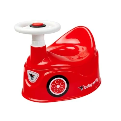 Abbildung von BIG Baby Potty Lerntöpfchen im Bobby Car Design mit abnehmbarem Lenkrad und hoher Rückenlehne, herausnehmbarer Einsatz, für Kinder ab 18 Monaten, aus Kunststoff, Rot
