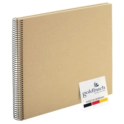 Abbildung von goldbuch 25 406 Spiralalbum Bella Vista Beige, Fotobuch 35 x 30 2,8 cm, Foto Album 40 schwarzen Seiten, Bilderalbum Einband Leinen, Photoalbum mit Fensterausschnitt, Photo Buch Hell Braun