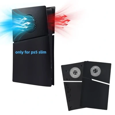 Abbildung von Mcbazel PS5 Slim Frontplattenersatz Faceplates Dauerhafte ABS Schutzersatzabdeckung mit Kühlungsventilzubehör für Playstation 5 Digital Edition Schwarz
