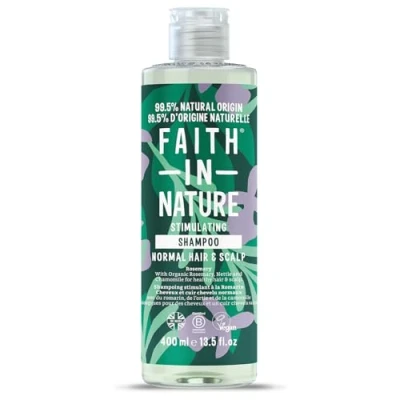 Abbildung von Faith In Nature Natürliches Rosmarin Shampoo, Ausgleichend, Vegan und Frei von Tierversuchen, Ohne SLS Oder Parabene, Für Normales Bis Fettiges Haar, 400ml