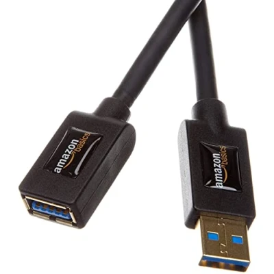 Abbildung von Amazon Basics USB 3.0 Verlängerungskabel (A Stecker auf A Buchse) 3 m (Abwärtskompatibilität zu 2.0 und 1.1), Schwarz, Kompatibel mit Personal Computer