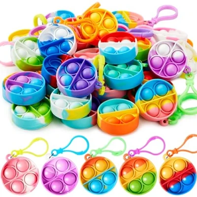 Abbildung von JOYIN 30 Stück(Rund) Mitgebsel Kindergeburtstag Mini Fidget Spielzeug, Partygeschenke für Kinder von 48, Popit Keychain Jungen Mädchen Pop Schlüsselanhänger