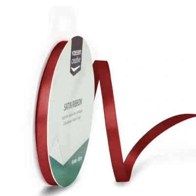 Abbildung von Vaessen Creative Satinband 6mmx10m Rot, Schleifenband, Dekoband, Bänder zum Basteln, Stoffbänder für Hochzeit, Taufe Und Geburtstagsgeschenke