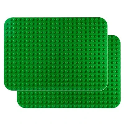 Abbildung von Apostrophe Games Baustein Grundplatte für große Blöcke 38,1 cm x 26,7 (2X Grün) Kompatibel mit großen Marken