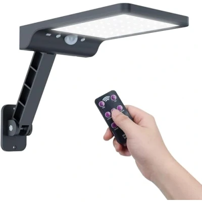 Abbildung von Moman SolarLampe für Außen, 48 LED Solar Aussenleuchte mit Bewegungsmelder 3 Modi IP65 Wasserdicht Strahler Fernsteuerung Garten Garage, Außen Wandleuchte