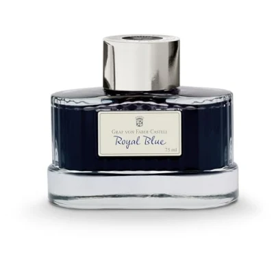 Abbildung von Graf von Faber Castell 141009 Tintenglas Royal Blue, 75 ml, dokumentenechte Tinte im edlen Tintenfass