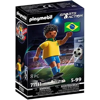 Abbildung von PLAYMOBIL Sports &amp; Action 71131 Fußballspieler Brasilien, mit Kickfunktion und Torwand, ab 5 Jahren