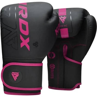 Abbildung von RDX Boxhandschuhe, Muay Thai Kickboxen Sparring, Maya Hide Leder Kara Boxing Gloves Männer Damen, Boxsack Punchinghandschuhe, Kickboxhandschuhe MMA Kampfsport Training Schwarz Adult 8 10 12 14 16oz