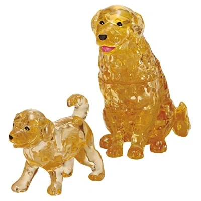 Abbildung von Crystal Puzzle 3D Golden Retrieverpaar Transparentes Design 44 Teile Bausatz für Kinder und Erwachsene HCM Kinzel