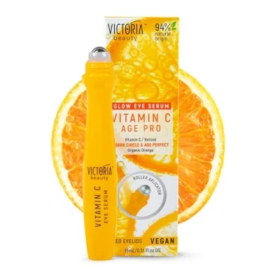 Abbildung von Victoria Beauty Augen Roll On kühlend mit Vitamin C, Augenroller gegen Falten und Augenringe, Soforteffekt Augenserum Retinol, Anti Aging Augencreme, optimale Augenpflege, 15ml