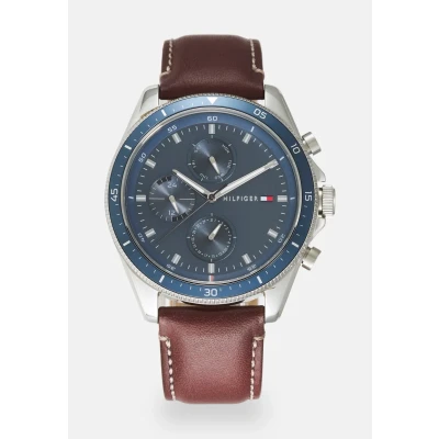 Abbildung von Tommy Hilfiger Parker Uhr, Herren, Größe: One Size, Brown/blue